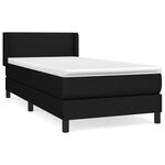 vidaXL Sommier à lattes de lit avec matelas Noir 90x200 cm Tissu