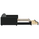 vidaXL Lit de jour avec gigogne et tiroirs sans matelas noir 100x200cm