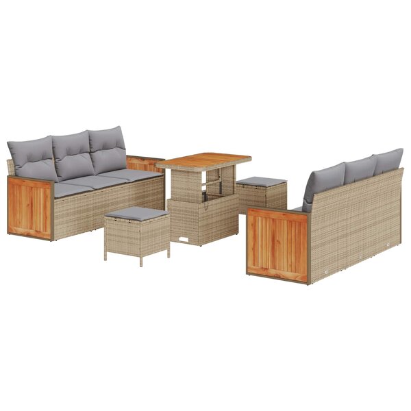 vidaXL Ensemble de canapé de jardin 9 Pièces Beige et Gris clair
