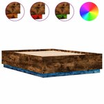 vidaXL Cadre de lit avec LED sans matelas chêne fumé 150x200 cm