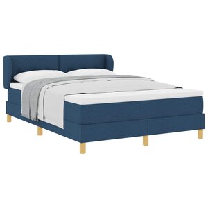 vidaXL Lit à ressorts avec matelas Bleu 140 x 190 cm tissu