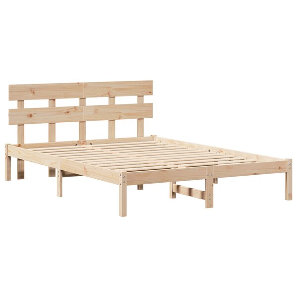 vidaXL Cadre de lit avec tête de lit 150x200 cm Bois de pin massif