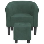 vidaXL Chaise cabriolet avec repose-pied vert foncé velours