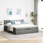 VidaXL Cadre de lit ottoman avec matelas gris foncé 200x200cm tissu