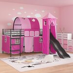 vidaXL Lit mezzanine pour enfants Noir et rose 99 5 x 200 cm Métал