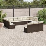 vidaXL Salon de jardin avec coussins 13 Pièces marron résine tressée