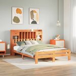 vidaXL Lit bibliothèque sans matelas cire marron 160x200 cm pin massif