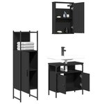 vidaXL Ensemble de meubles salle de bain 3 Pièces noir bois d'ingénierie