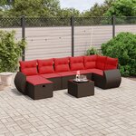 vidaXL Salon de jardin 8 Pièces avec coussins marron résine tressée