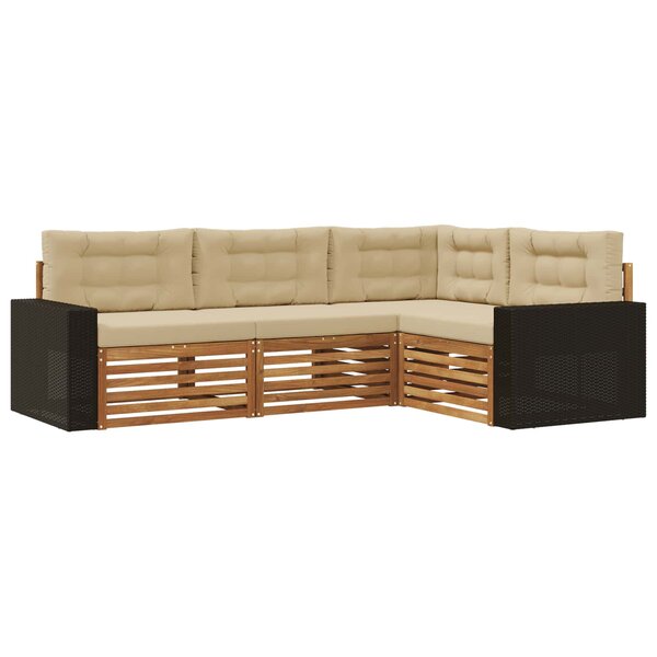 vidaXL Ensemble de canapés d'extérieur 4 Pièces Naturel et Beige