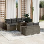 vidaXL Salon de jardin 11 Pièces avec coussins gris résine tressée