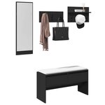 vidaXL Ensemble de meubles de couloir 4 Pièces noir bois d'ingénierie