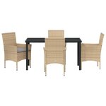 vidaXL Ensemble de salle à manger pour jardin 5 Pièces Beige Poly rotin
