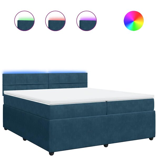 vidaXL Sommier à lattes de lit et matelas Bleu 200x200 cm velours