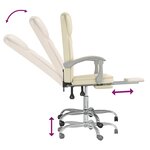 vidaXL Fauteuil inclinable de bureau Crème Similicuir