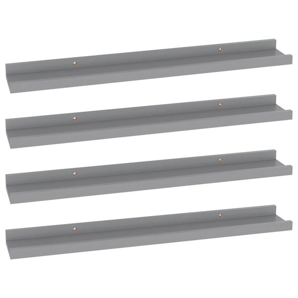 vidaXL Étagères murales 4 Pièces Gris 60x9x3 cm