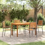 Ensemble de salle à manger de jardin vidaXL 5 pièces en poly rotin gris acacia