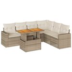 vidaXL Salon de jardin avec coussins 7 Pièces beige résine tressée