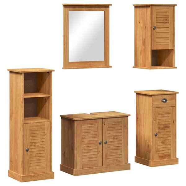 vidaXL Ensemble de mobilier de salle de bain VIGO 5 Pièces marron miel