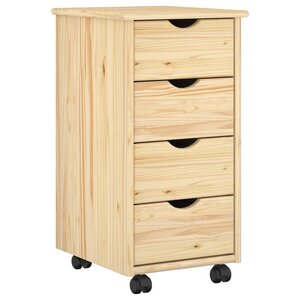 vidaXL Cabinet roulant 34 x 39 x 65 5 cm Bois de Pin Massif Marron