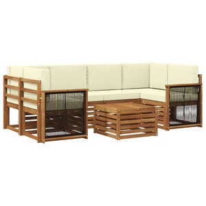 vidaXL Ensemble de canapés d'extérieur 7 pc Naturel et Crème