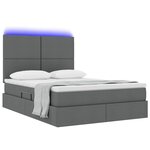 vidaXL Lit de rangement LED avec matelas Gris foncé 140 x 190 cm Tissu