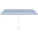 vidaXL Auvent automatique capteur de vent/LED 400x300 cm Bleu et blanc