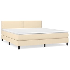 vidaXL Sommier à lattes de lit avec matelas Crème 180x200 cm Tissu