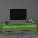 vidaXL Meuble TV avec lumières LED Chêne sonoma 240x35x40 cm
