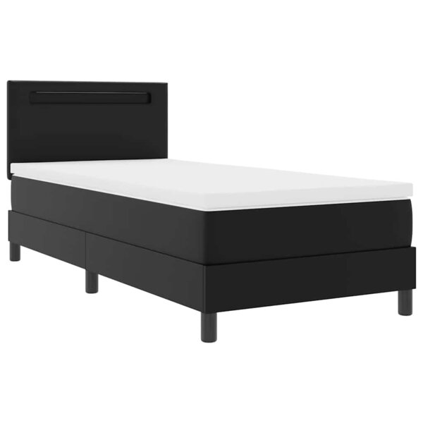 vidaXL Cadre de lit avec matelas Noir 90 x 200 cm Faux cuir