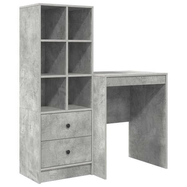vidaXL Bureau avec rangement gris béton en bois d'ingénierie