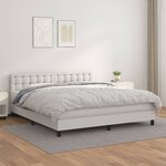vidaXL Sommier à lattes de lit avec matelas Blanc 160x200cm Similicuir
