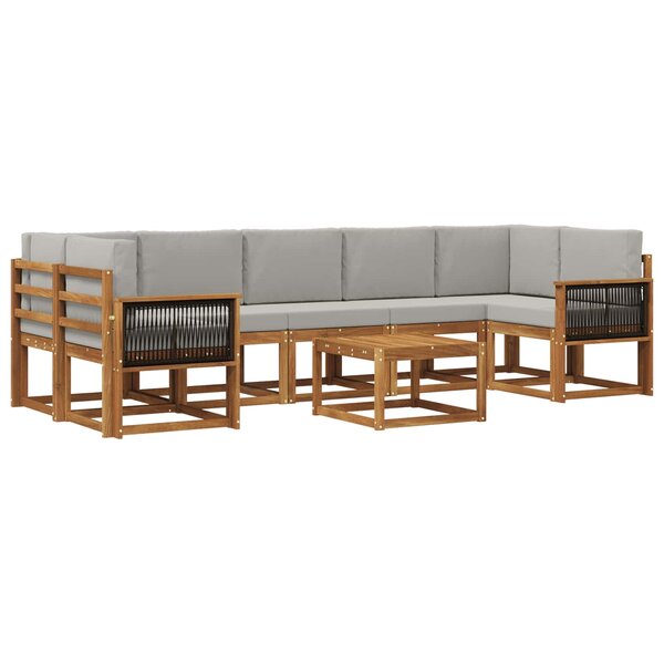 vidaXL Ensemble de canapés d'extérieur 6 pc Naturel et gris clair