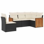 vidaXL Salon de jardin 5 Pièces avec coussins noir résine tressée