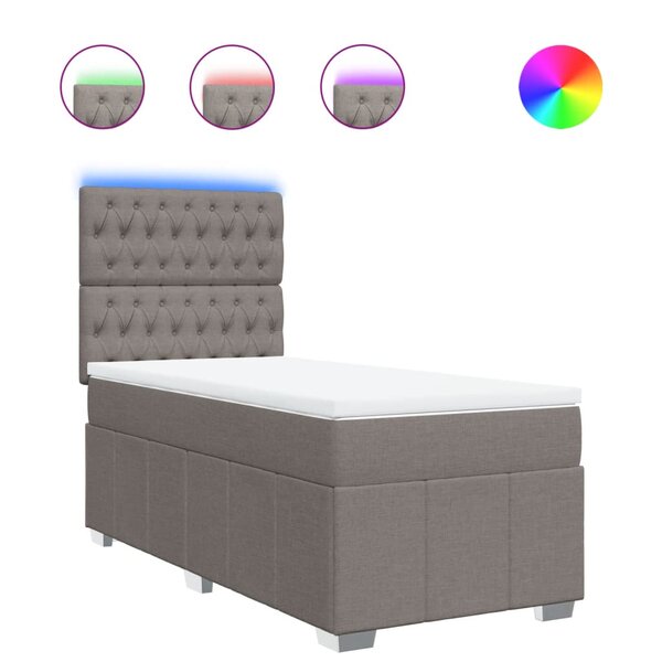 vidaXL Sommier à lattes de lit avec matelas Taupe 80x200 cm Tissu