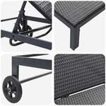 vidaXL Transat 1-personne Noir 206 x 62.5 x 74 cm polyrotin