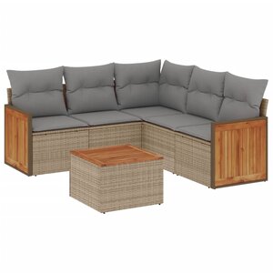 vidaXL Salon de jardin avec coussins 6 Pièces beige résine tressée