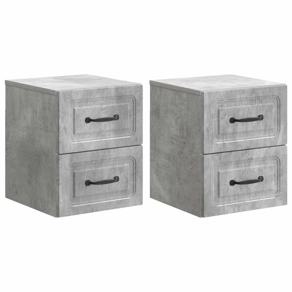 vidaXL Cabinet de chevet mural 2 Pièces Gris béton 34 5 x 33 x 40 cm