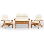 vidaXL Ensemble de salon de jardin Adirondack 4 Pièces bois acacia solide