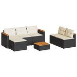 vidaXL Salon de jardin 5 Pièces avec coussins noir résine tressée acacia