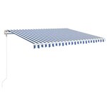 vidaXL Auvent automatique capteur de vent LED 450x350 cm Bleu et blanc