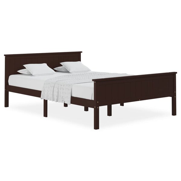 vidaXL Cadre de lit Marron foncé Bois de pin massif 140x200 cm