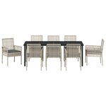 vidaXL Ensemble de Salle à Manger de Jardin 9 Pièces avec Coussins Gris Clair Rotin PE
