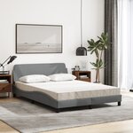 vidaXL Lit avec matelas Dover gris clair 120x200 cm tissu