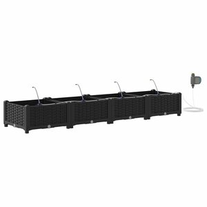 vidaXL Cache-pot de jardin 4 Pièces Noir Acier
