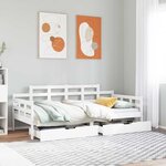 vidaXL Lit de jour et tiroirs sans matelas blanc 90x190 cm bois massif
