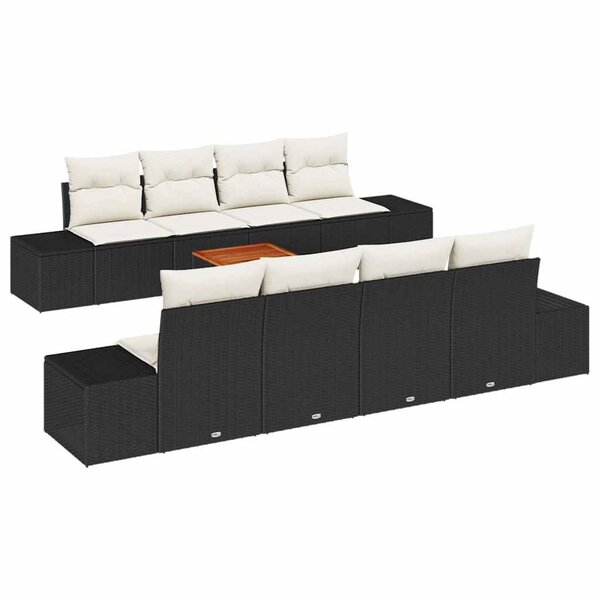 vidaXL Ensemble de canapé de jardin 7 Pièces Noir et blanc