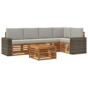 vidaXL Ensemble de canapés d'extérieur 6 pc Naturel et gris clair