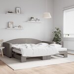 vidaXL Lit de jour avec gigogne et matelas taupe 100x200 cm tissu