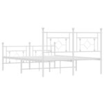 vidaXL Cadre de lit métal sans matelas et pied de lit blanc 135x190 cm